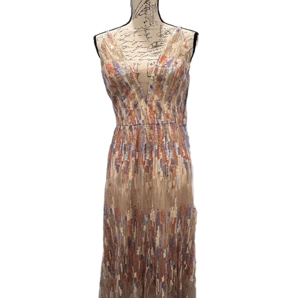 Dress the Population Sierra Fit & Flare Dress in "Nude" NWT Sz M